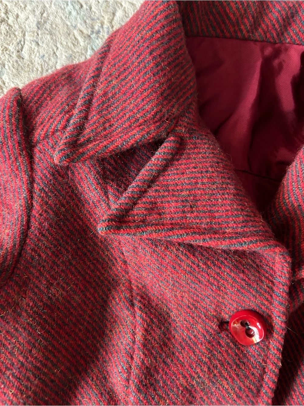 Vintage Girls' Long Sleeve Belted Red Coat - Classic Fit - Picture 3 of 9